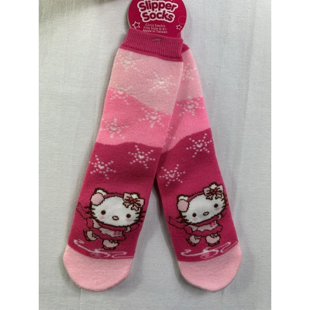 NWT Sanrio Hello Kitty‎ sock slipper socks girl socks fit size 6-8 1/2